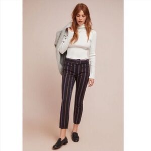 Anthropologie The Essential Slim Cropped Striped Trouser Pants